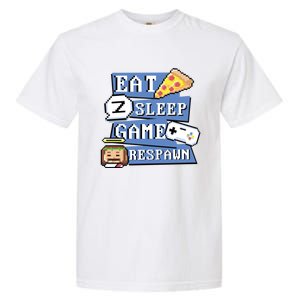 Eat Sleep Game Respawn Video Game Pixel Art For Gamer Gift Garment-Dyed Heavyweight T-Shirt