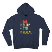 Eat Sleep Gym Repeat Funny Retro Vintage Workout Hoodie