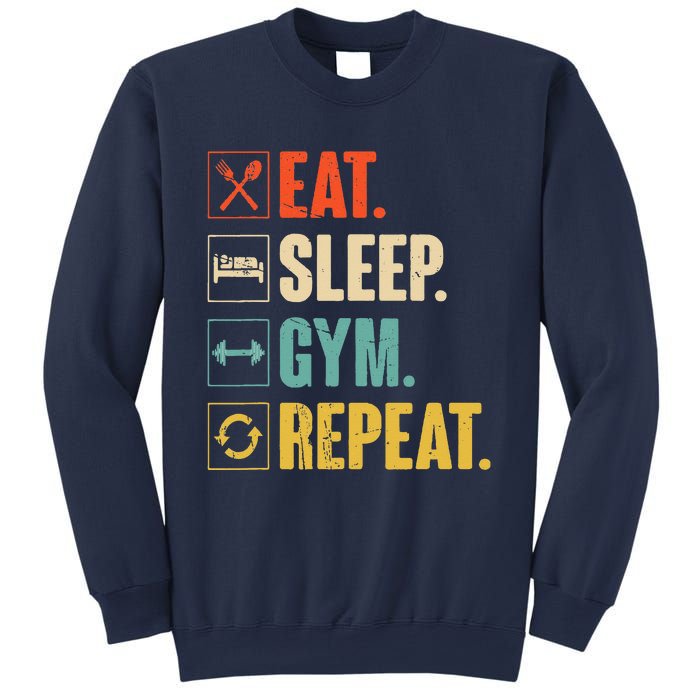 Eat Sleep Gym Repeat Funny Retro Vintage Workout Sweatshirt