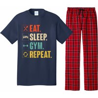 Eat Sleep Gym Repeat Funny Retro Vintage Workout Pajama Set