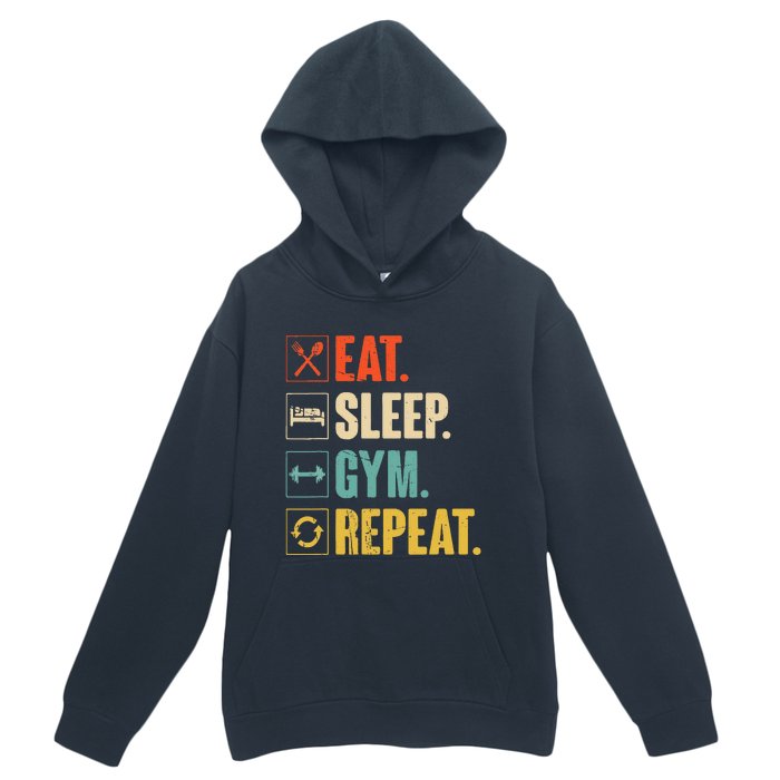 Eat Sleep Gym Repeat Funny Retro Vintage Workout Urban Pullover Hoodie