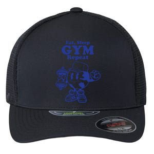 Eat Sleep Gym Repeat Bodybuilder Aesthetic Cool Gift Flexfit Unipanel Trucker Cap