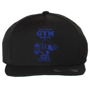 Eat Sleep Gym Repeat Bodybuilder Aesthetic Cool Gift Wool Snapback Cap