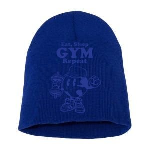 Eat Sleep Gym Repeat Bodybuilder Aesthetic Cool Gift Short Acrylic Beanie