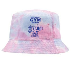 Eat Sleep Gym Repeat Bodybuilder Aesthetic Cool Gift Tie-Dyed Bucket Hat