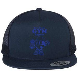 Eat Sleep Gym Repeat Bodybuilder Aesthetic Cool Gift Flat Bill Trucker Hat