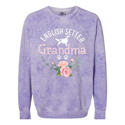 English Setter Grandma Gifts Wo Cute Dog Mother's Day Colorblast Crewneck Sweatshirt