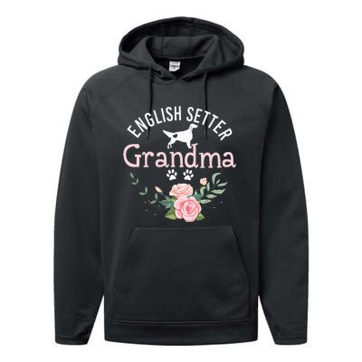 English Setter Grandma Gifts Wo Cute Dog Mother's Day Performance Fleece Hoodie