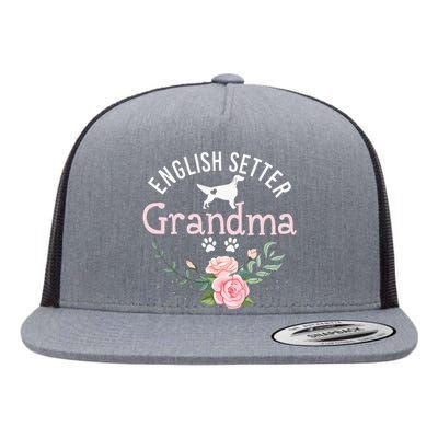 English Setter Grandma Gifts Wo Cute Dog Mother's Day Flat Bill Trucker Hat