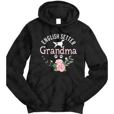 English Setter Grandma Gifts Wo Cute Dog Mother's Day Tie Dye Hoodie