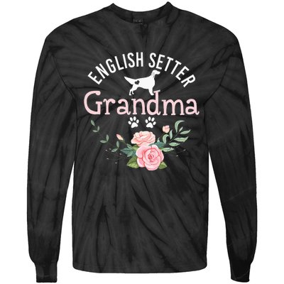 English Setter Grandma Gifts Wo Cute Dog Mother's Day Tie-Dye Long Sleeve Shirt