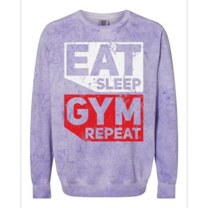 Eat Sleep Gym Repeat Workout Exercise Motivational Gift Colorblast Crewneck Sweatshirt