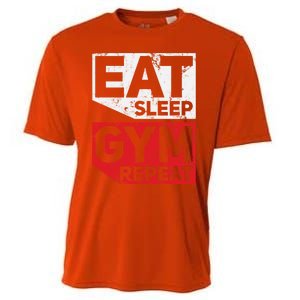 Eat Sleep Gym Repeat Workout Exercise Motivational Gift Cooling Performance Crew T-Shirt