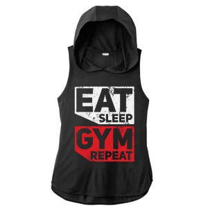 Eat Sleep Gym Repeat Workout Exercise Motivational Gift Ladies PosiCharge Tri-Blend Wicking Draft Hoodie Tank