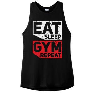 Eat Sleep Gym Repeat Workout Exercise Motivational Gift Ladies PosiCharge Tri-Blend Wicking Tank