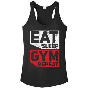 Eat Sleep Gym Repeat Workout Exercise Motivational Gift Ladies PosiCharge Competitor Racerback Tank