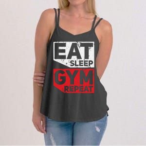 Eat Sleep Gym Repeat Workout Exercise Motivational Gift Women's Strappy Tank