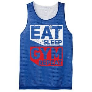 Eat Sleep Gym Repeat Workout Exercise Motivational Gift Mesh Reversible Basketball Jersey Tank