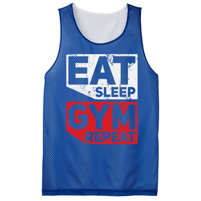 Eat Sleep Gym Repeat Workout Exercise Motivational Gift Mesh Reversible Basketball Jersey Tank