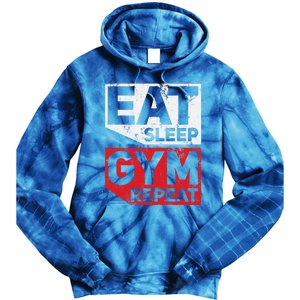 Eat Sleep Gym Repeat Workout Exercise Motivational Gift Tie Dye Hoodie