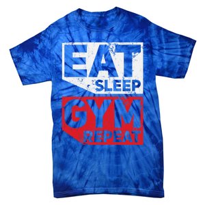 Eat Sleep Gym Repeat Workout Exercise Motivational Gift Tie-Dye T-Shirt