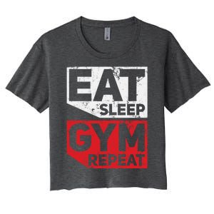 Eat Sleep Gym Repeat Workout Exercise Motivational Gift Women's Crop Top Tee