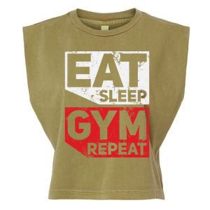 Eat Sleep Gym Repeat Workout Exercise Motivational Gift Garment-Dyed Women's Muscle Tee