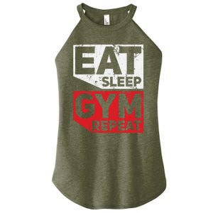 Eat Sleep Gym Repeat Workout Exercise Motivational Gift Women's Perfect Tri Rocker Tank