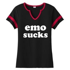 Emo Sucks Gift Ladies Halftime Notch Neck Tee