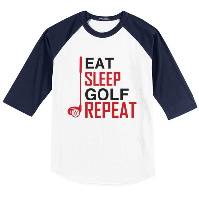 Eat Sleep Golf Repeat Baseball Sleeve Shirt