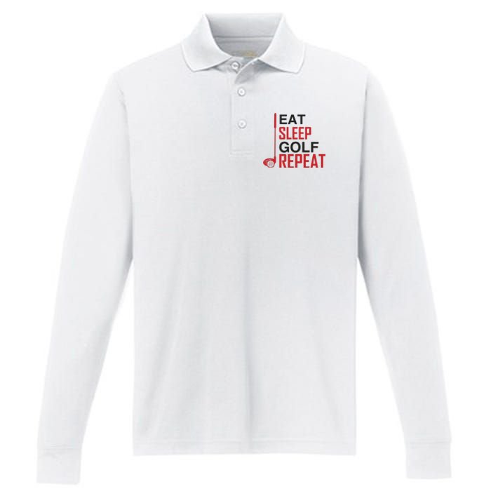 Eat Sleep Golf Repeat Performance Long Sleeve Polo