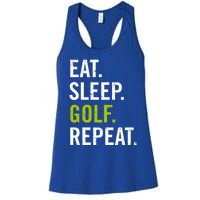 Eat Sleep Golf Repeat Funny Saying Golf Lover Vintage Retro Gift Women's Racerback Tank