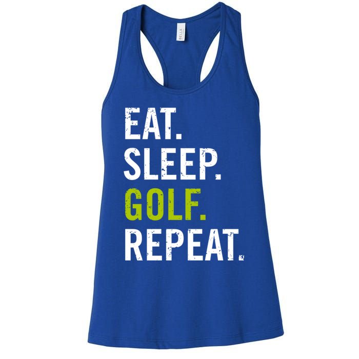 Eat Sleep Golf Repeat Funny Saying Golf Lover Vintage Retro Gift Women's Racerback Tank