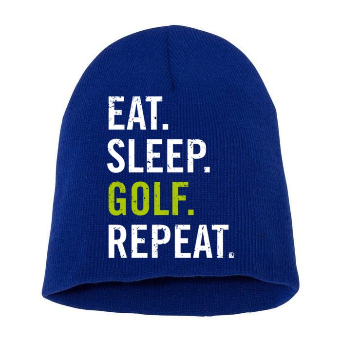 Eat Sleep Golf Repeat Funny Saying Golf Lover Vintage Retro Gift Short Acrylic Beanie