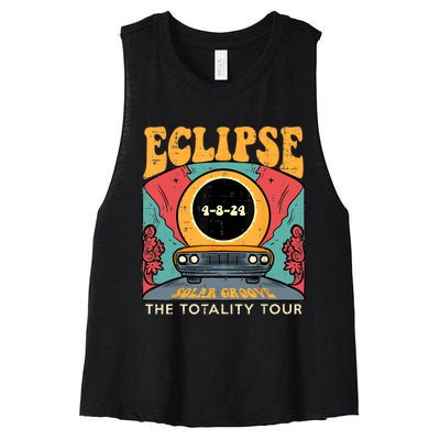 Eclipse Solar Groove Totality Retro 4.8.24 Women's Racerback Cropped Tank