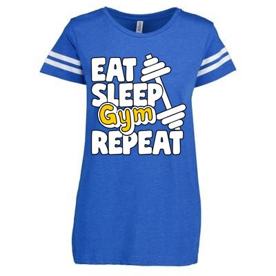 Eat Sleep Gym Repeat Workout Work Out Body Building Weights Gift Enza Ladies Jersey Football T-Shirt