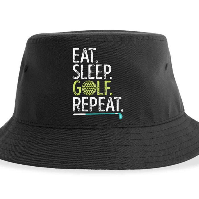 Eat Sleep Golf Repeat Player Pro Golfer Golfing Legend Golf Sustainable Bucket Hat