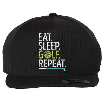 Eat Sleep Golf Repeat Player Pro Golfer Golfing Legend Golf Wool Snapback Cap