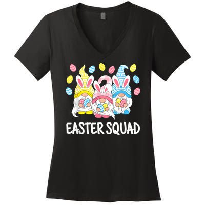  Easter Squad Gnomes Happy Easter Egg Bunny Rabbit Women's V-Neck T-Shirt