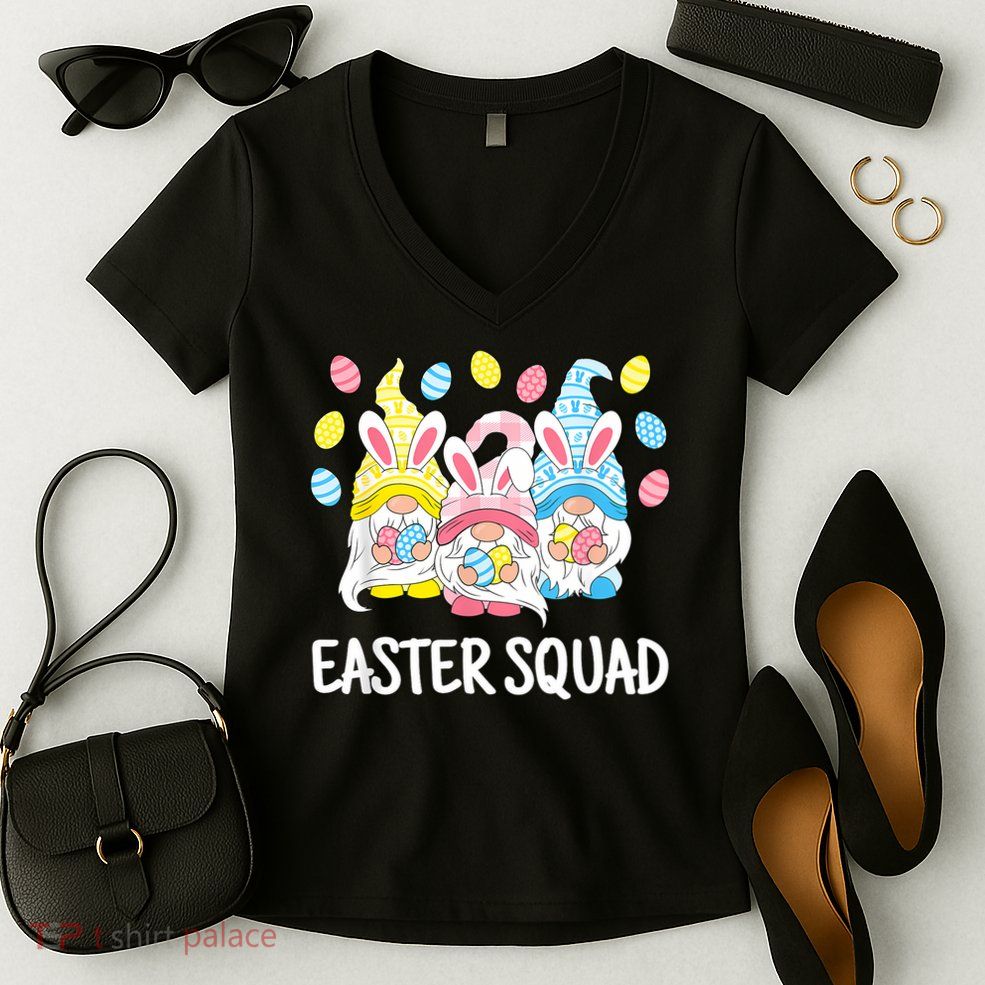  Easter Squad Gnomes Happy Easter Egg Bunny Rabbit Women's V-Neck T-Shirt