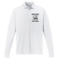 Enough Stop Gun Violence Texas Fist Performance Long Sleeve Polo