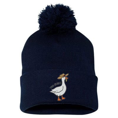 Embroidered Silly Goose Yeehonk Pom Pom 12in Knit Beanie