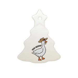 Embroidered Silly Goose Yeehonk Ceramic Tree Ornament