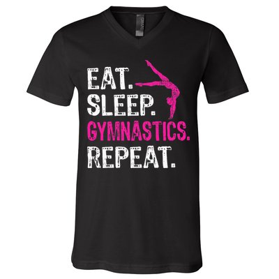 Eat Sleep Gymnastics Repeat Gymnastics Player V-Neck T-Shirt
