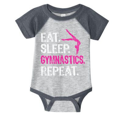 Eat Sleep Gymnastics Repeat Gymnastics Player Infant Baby Jersey Bodysuit