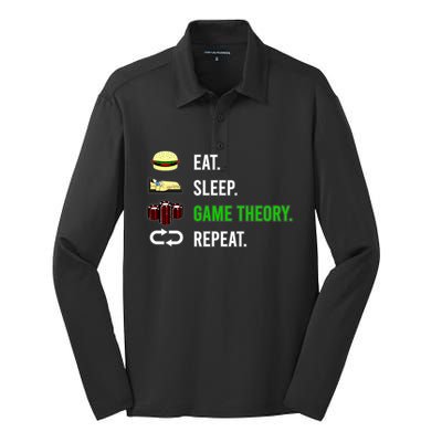 Eat Sleep Game Theory Repeat Funny Hobby Poker Player Gift Silk Touch Performance Long Sleeve Polo