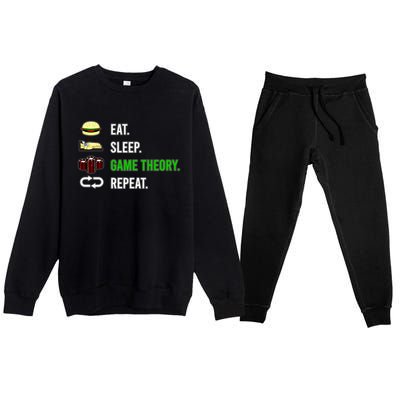 Eat Sleep Game Theory Repeat Funny Hobby Poker Player Gift Premium Crewneck Sweatsuit Set