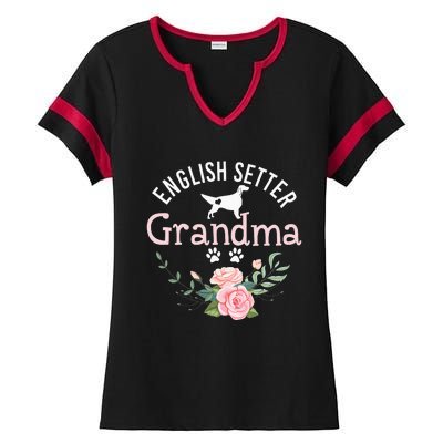 English Setter Grandma Gifts Wo Cute Dog Mother's Day Ladies Halftime Notch Neck Tee