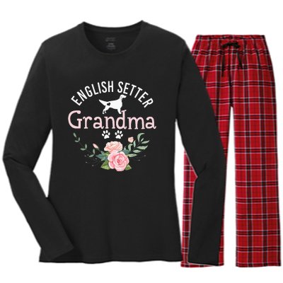 English Setter Grandma Gifts Wo Cute Dog Mother's Day Women's Long Sleeve Flannel Pajama Set 