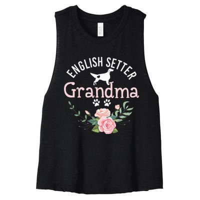 English Setter Grandma Gifts Wo Cute Dog Mother's Day Women's Racerback Cropped Tank